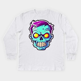 Cartoon zombie head. Kids Long Sleeve T-Shirt